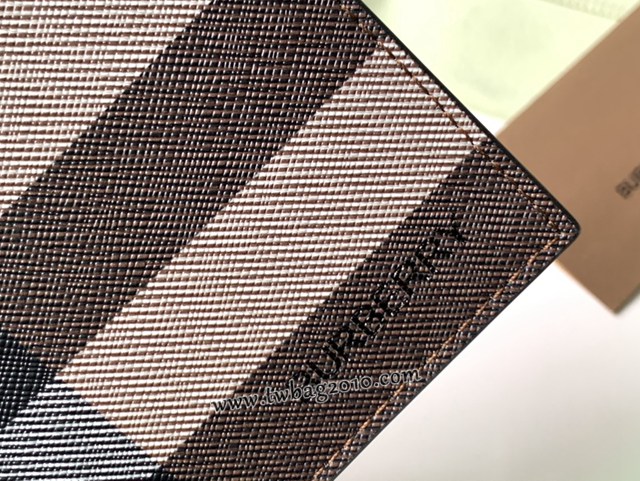 Burberry專門店新款男士錢包 巴寶莉Vintage格紋環保帆布兩折短夾 yxb1318